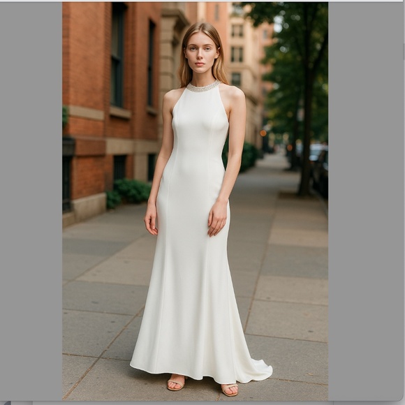 Mac Duggal Dresses & Skirts - MAC DUGGAL Dress Size 4 Evening Gown NEW White Embellished Neck Trumpet